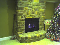 Mendota Fireplace in Stone